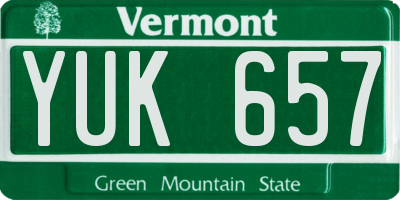 VT license plate YUK657