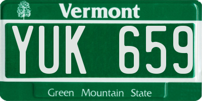 VT license plate YUK659