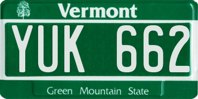 VT license plate YUK662