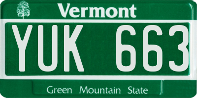 VT license plate YUK663