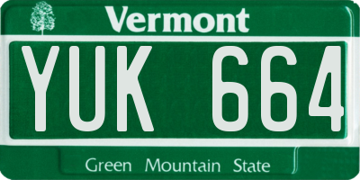 VT license plate YUK664