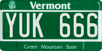 VT license plate YUK666