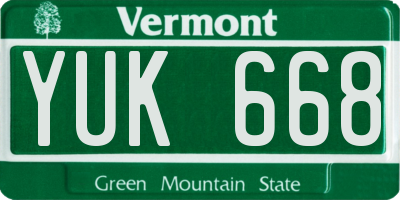 VT license plate YUK668