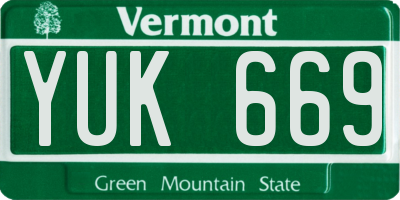 VT license plate YUK669