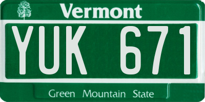 VT license plate YUK671