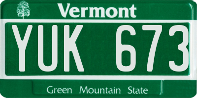 VT license plate YUK673