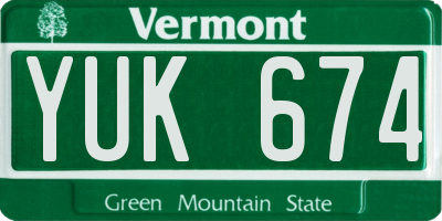 VT license plate YUK674