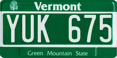 VT license plate YUK675
