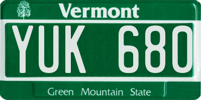 VT license plate YUK680