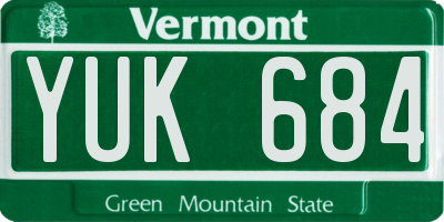 VT license plate YUK684