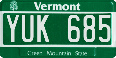 VT license plate YUK685
