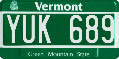 VT license plate YUK689