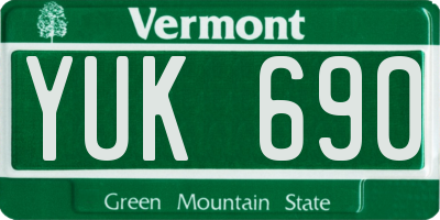 VT license plate YUK690