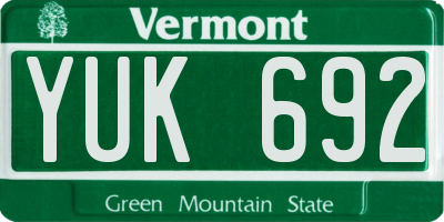 VT license plate YUK692