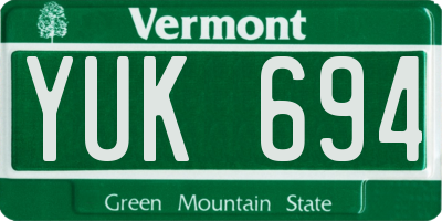 VT license plate YUK694