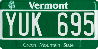 VT license plate YUK695