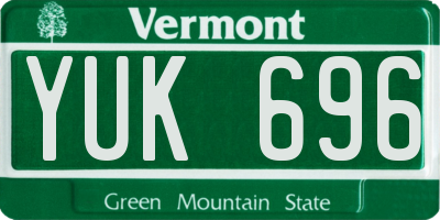 VT license plate YUK696