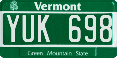 VT license plate YUK698