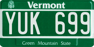 VT license plate YUK699