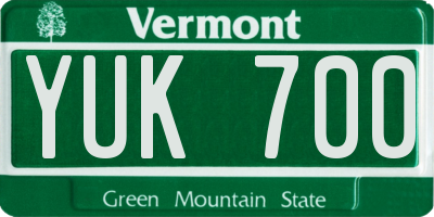 VT license plate YUK700