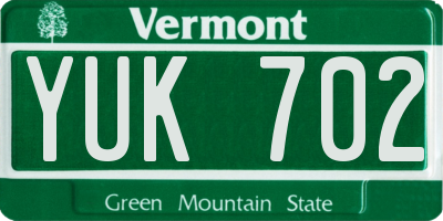 VT license plate YUK702