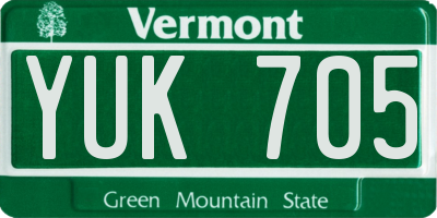 VT license plate YUK705