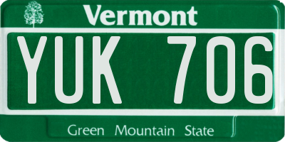 VT license plate YUK706