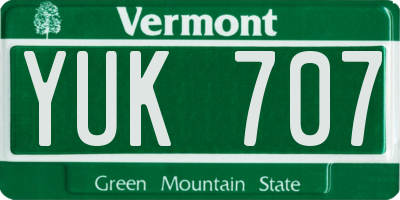 VT license plate YUK707