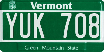 VT license plate YUK708