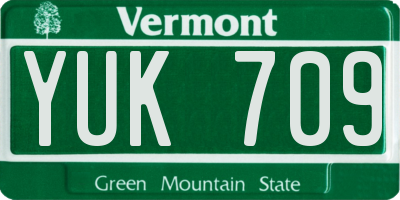 VT license plate YUK709