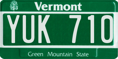 VT license plate YUK710