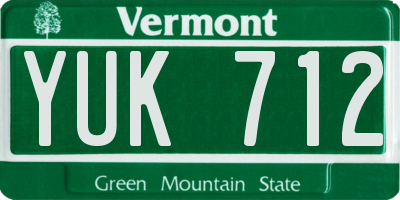 VT license plate YUK712