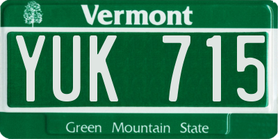 VT license plate YUK715