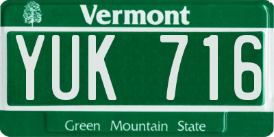 VT license plate YUK716