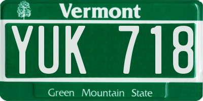 VT license plate YUK718