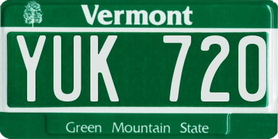 VT license plate YUK720