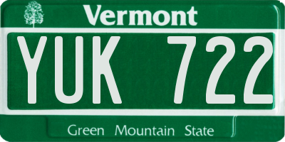 VT license plate YUK722