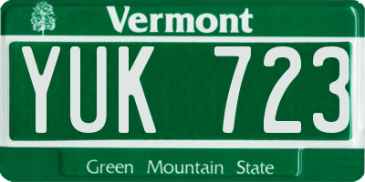 VT license plate YUK723