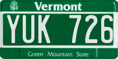 VT license plate YUK726