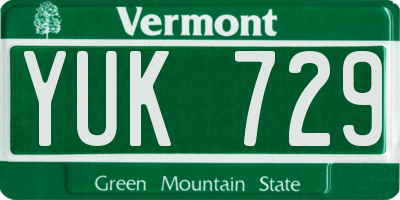 VT license plate YUK729