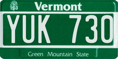 VT license plate YUK730