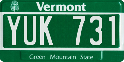 VT license plate YUK731