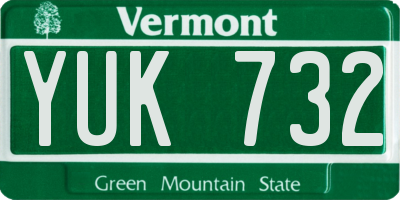 VT license plate YUK732