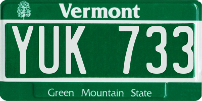 VT license plate YUK733