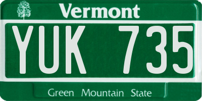 VT license plate YUK735