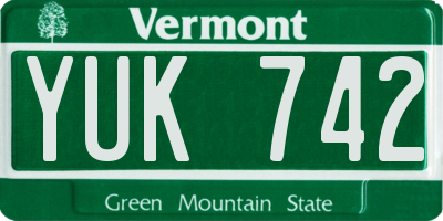 VT license plate YUK742