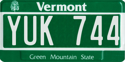 VT license plate YUK744