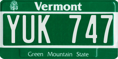VT license plate YUK747