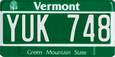 VT license plate YUK748