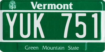 VT license plate YUK751